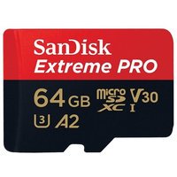 SanDisk Extreme Pro microSDXC UHS-I U3 V30 A2 64 Go + Adaptateur SD